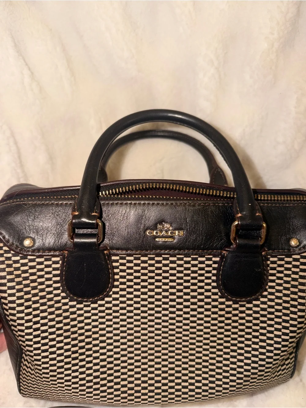 Coach Mini Bennett Satchel Checkered Jacquard